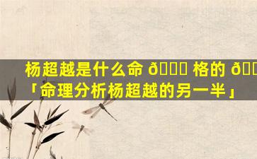 杨超越是什么命 🐛 格的 🐎 「命理分析杨超越的另一半」